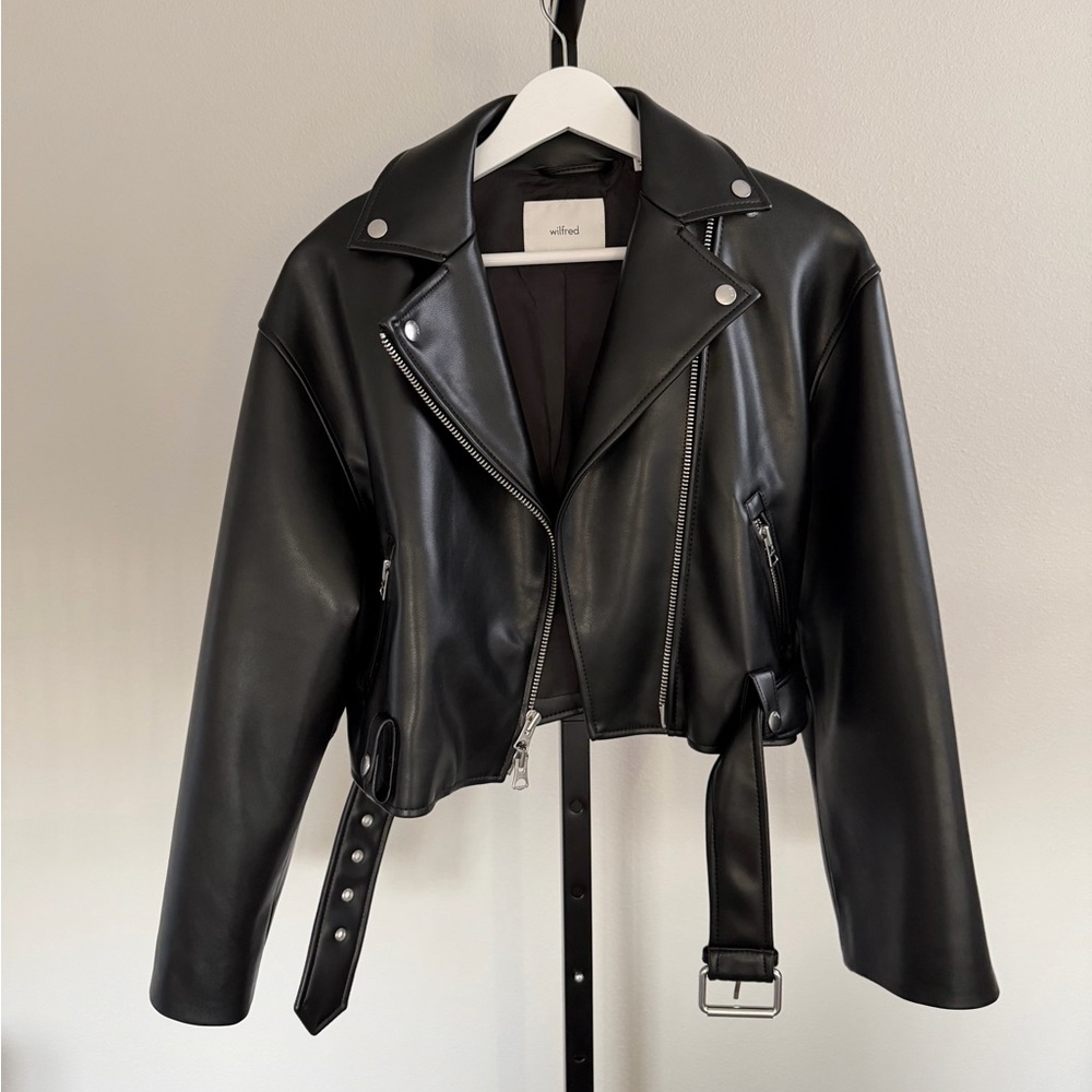 Wilfred Black Leather Moto Jacket